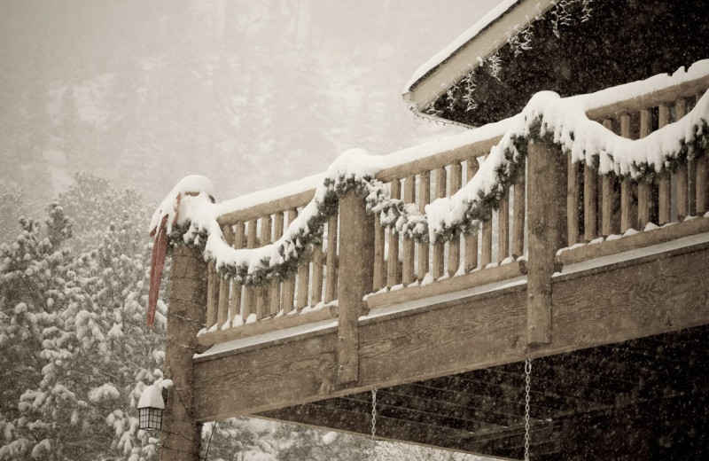 Lodge deck at McGregor Mountain Lodge.