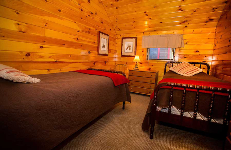 Cabin bedroom at White Lake Lodges.