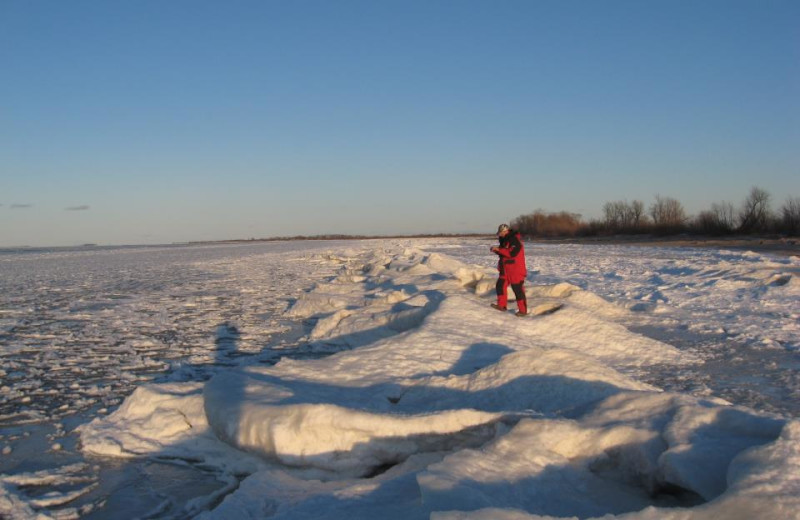 Ice fishing at Adrian's Resort.