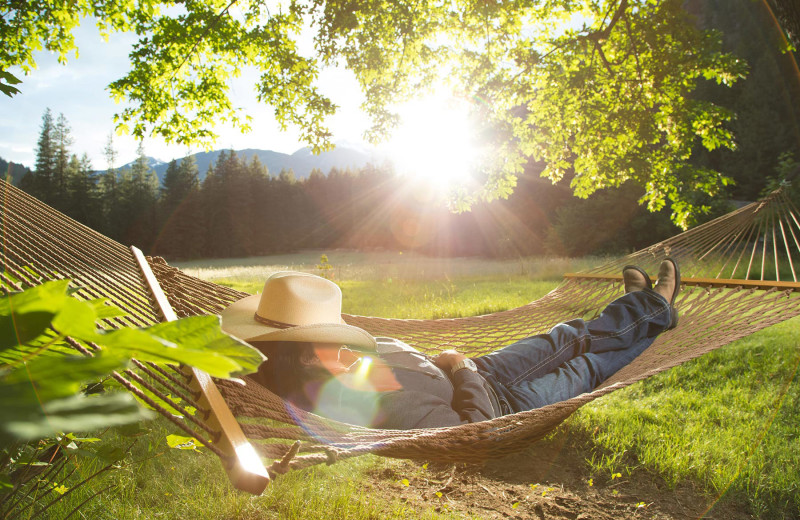 Relaxing at Stehekin Valley Ranch.