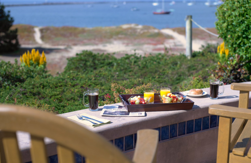 Breakfast on the balcony at Beach House Half Moon Bay.