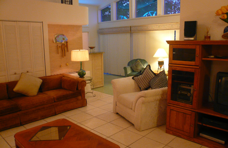 Cottage living room at Whispers Resort.