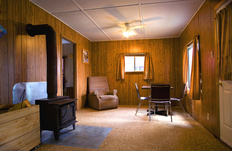 Cabin interior at Uchi Lake Lodge.