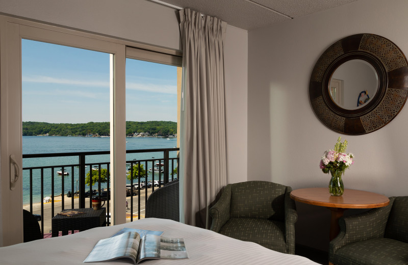 Guest room at Harbor Shores on Lake Geneva.