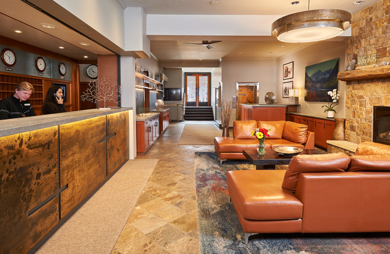 Long view of hotel lobby