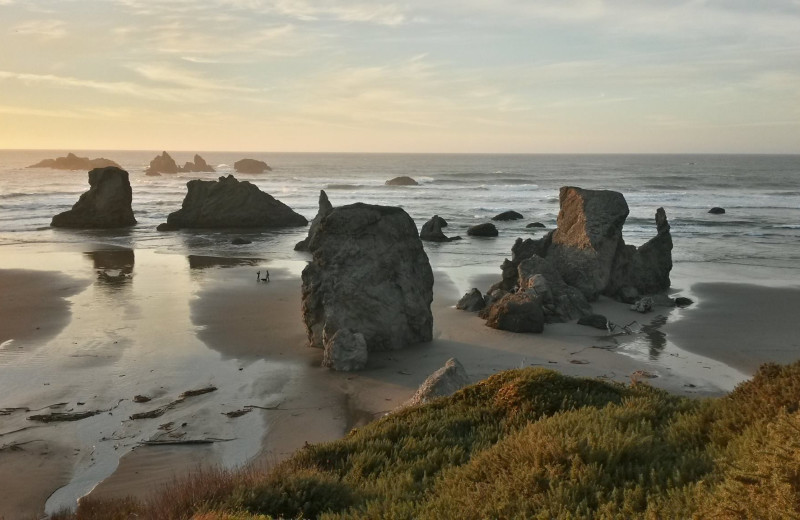 Beach at Sunset Oceanfront Lodging.