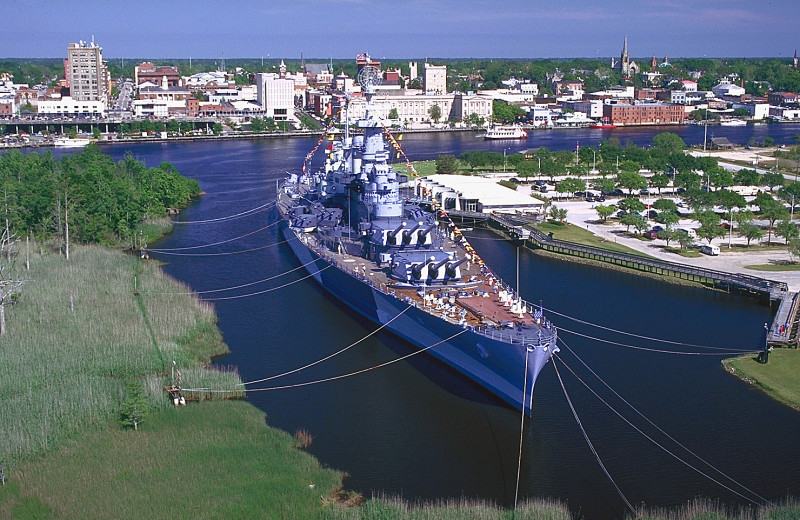 WWII Battle ship near Beach House Inn and Suites.
