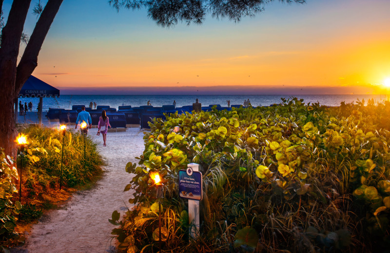 Beach sunset at TradeWinds Island Grand.