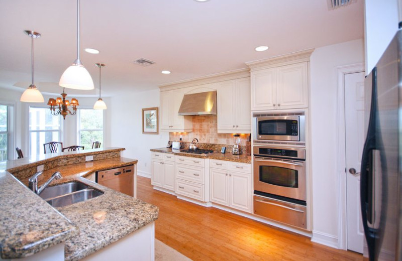 Rental kitchen at VIP Vacation Rentals LLC.