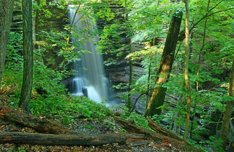 Waterfall at Grand Bear Resort at Starved Rock.