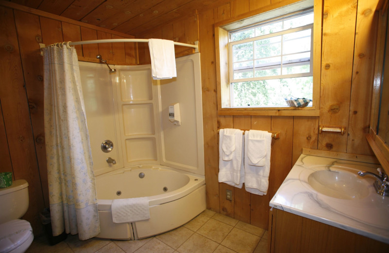 Cabin bathroom at Coffee Creek Ranch.