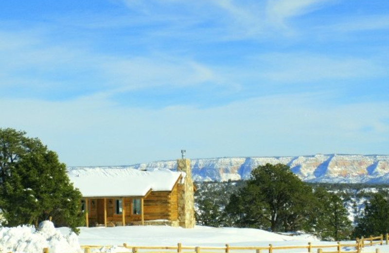 Exterior winter view at Zion Mountain Ranch.