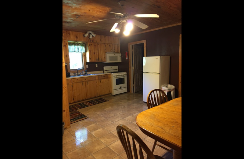 Cabin kitchen at Linder's HideAway Cabins.