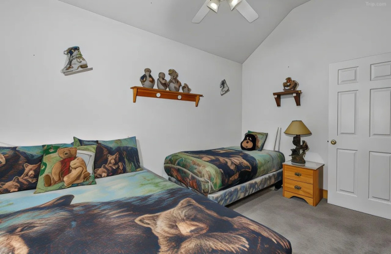 Cottage bedroom at Cozy Bear Cottages.