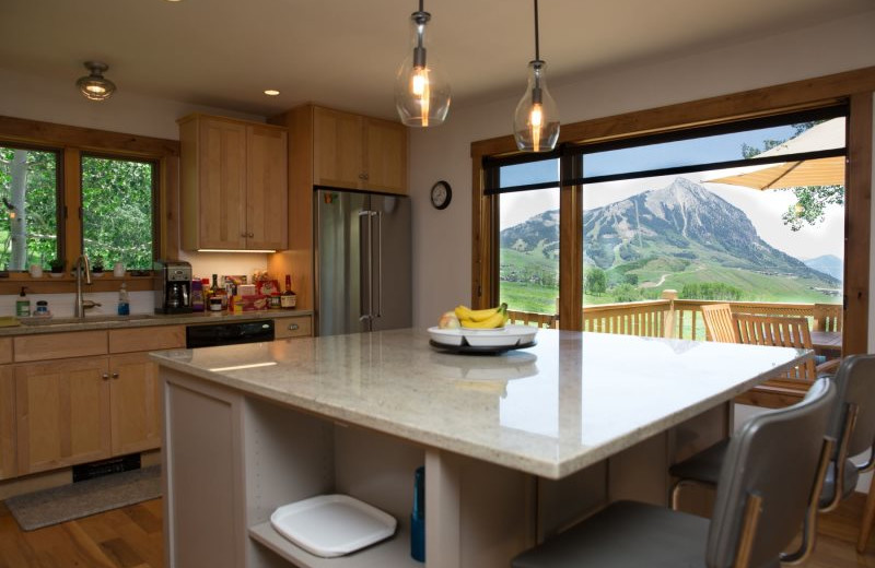 Rental kitchen at Alpine Getaways.
