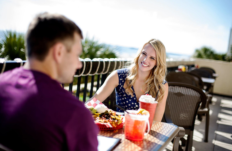 Patio dining at Compass Cove Resort.