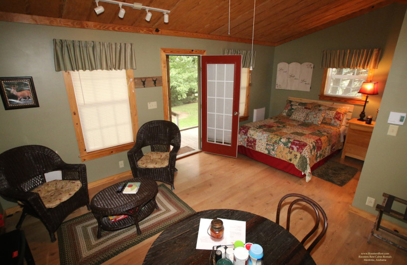 Cabin interior at Roosters Rest.