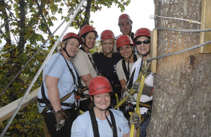 Zip line group at Greybeard Rentals.