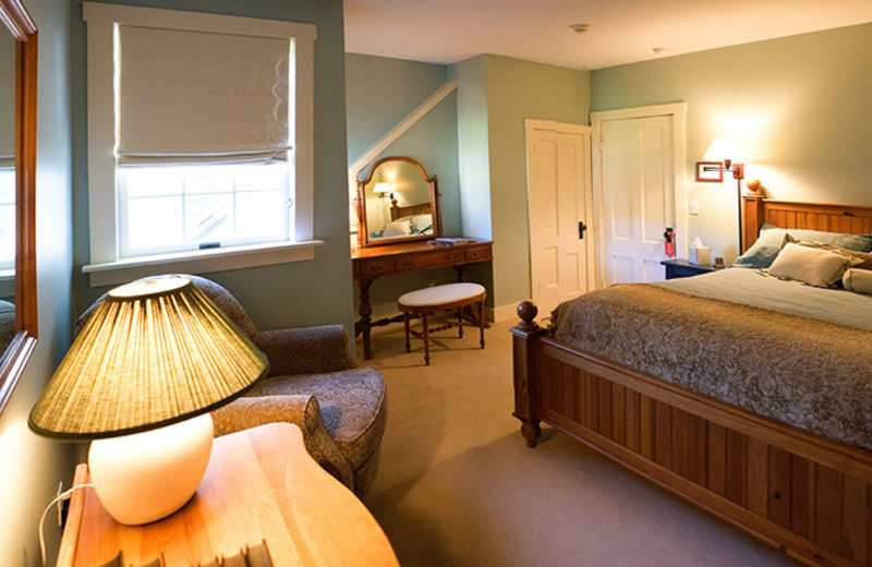 Guest room at The Red Clover Inn & Restaurant.
