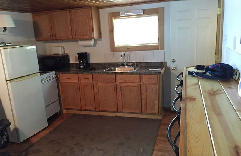 Cabin kitchen at White Manor Resort.