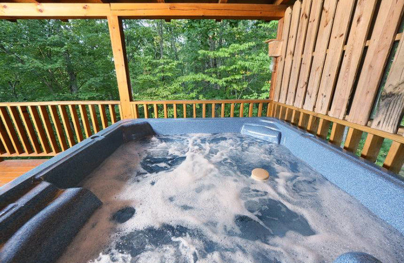Cabin hot tub at Little Valley Mountain Resort.