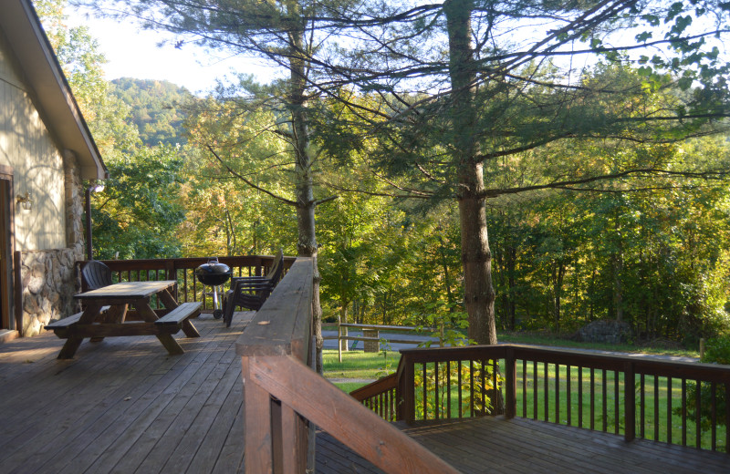 Rental deck at Stay Waterfront - Cheat River Lodge & Cabins.