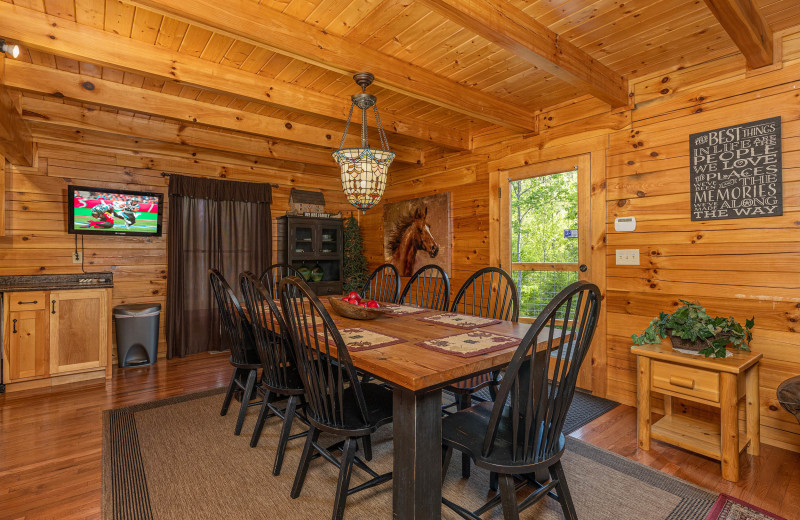 Dining room at American Patriot Getaways - Smokies Paradise Lodge.