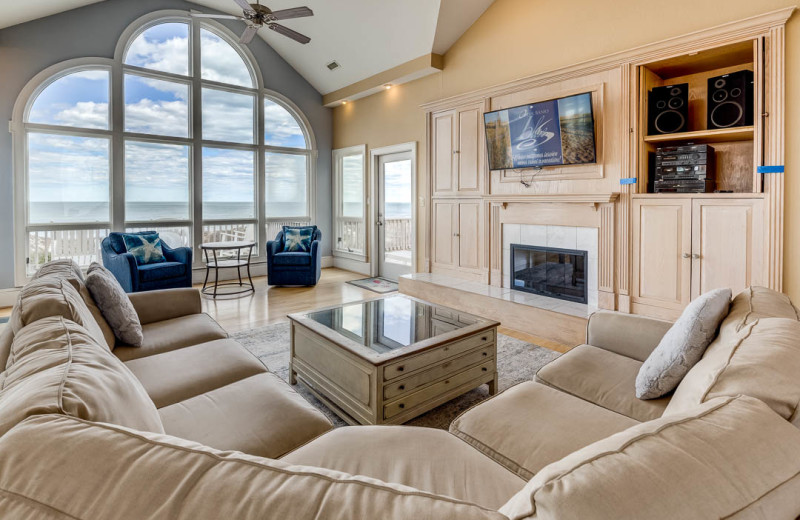 Rental living room at Outer Banks Blue Vacation Rentals.