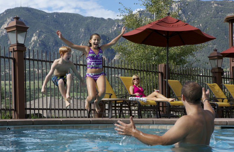 The resort pool at Cheyenne Mountain Resort is open year-round and heated.