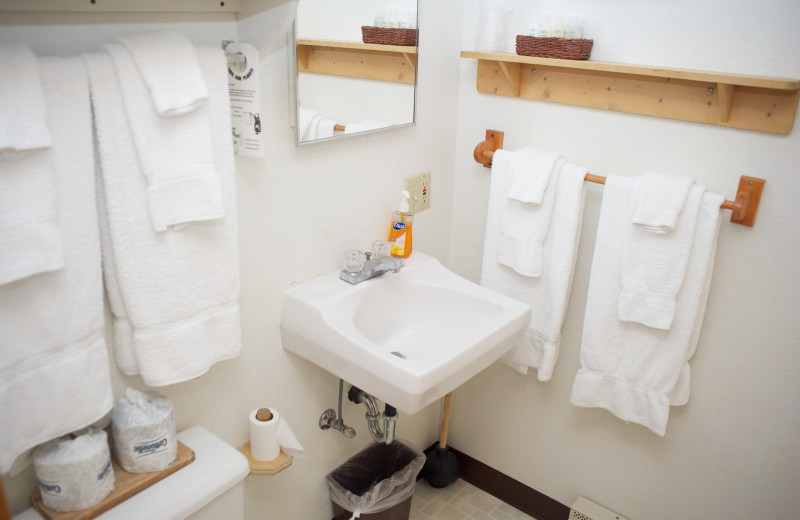 Cabin bathroom sink at Triangle X Ranch.