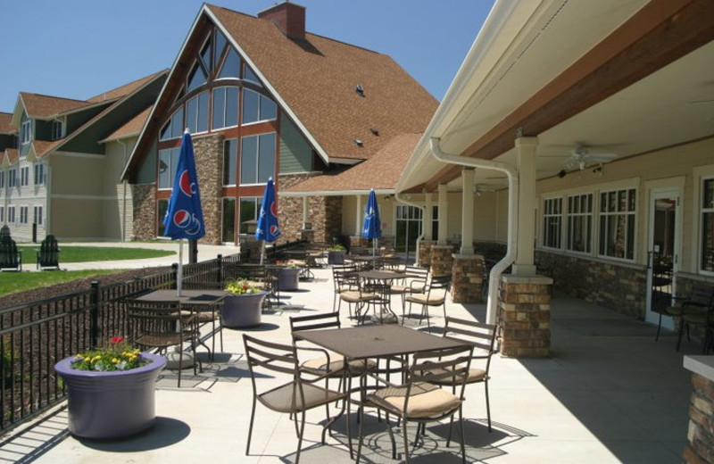 Outdoor patio at Honey Creek Resort.