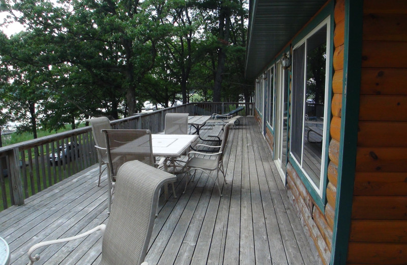 Cabin deck view at Moonlight Bay Resort.