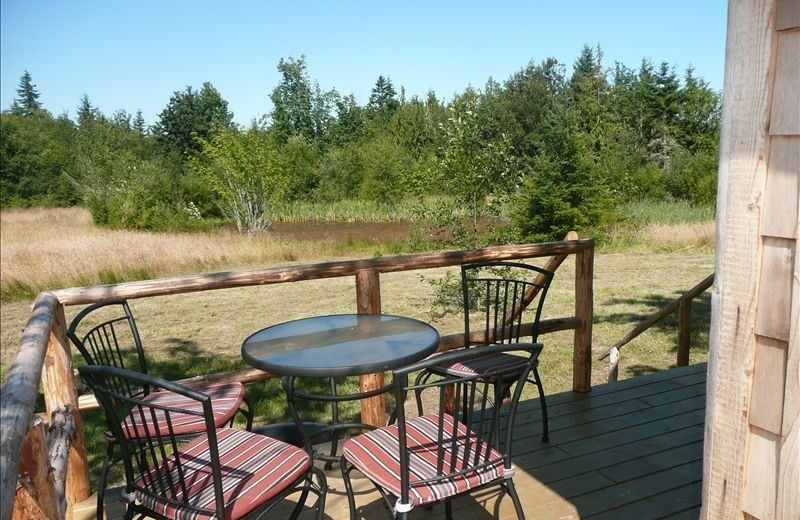 Cabin porch at Olympic View Cabins.