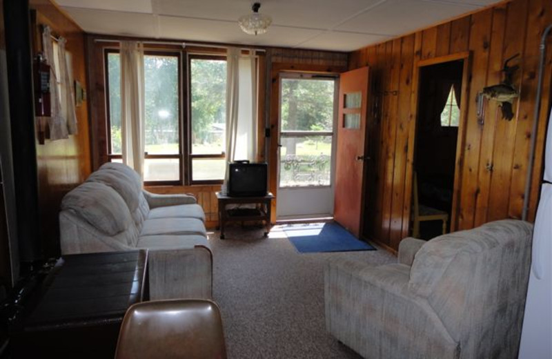 Cabin living room at Double E Resort.