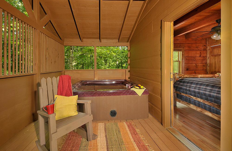 Cabin hot tub at Outrageous Cabins LLC.