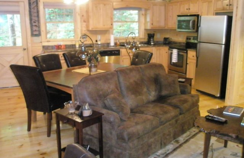 Cabin interior at Avenair Mountain Cabins.