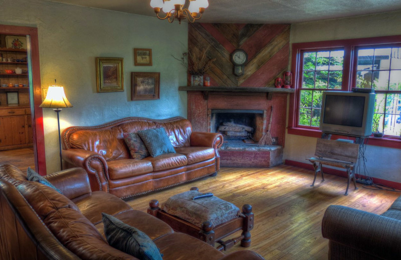 Cabin living room at Foxfire Cabins.