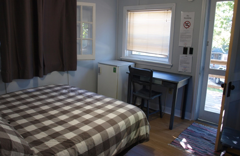 Cabin bedroom at Sandy Beach at Otter Lake.