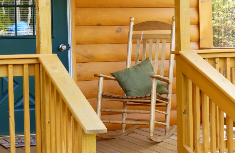 Cabin porch at Catskill Mountains Resort.