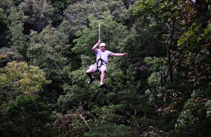 Zip lining at Stonewater Cove Resort.