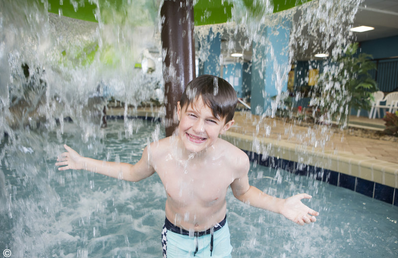 Kid in water park at Landmark Resort.