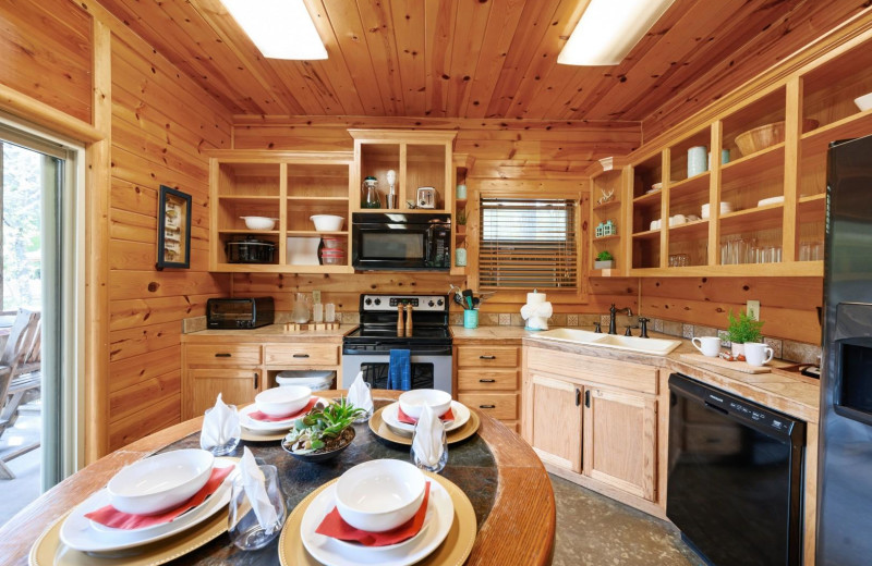 Cabin kitchen at Blue Beaver Luxury Cabins.
