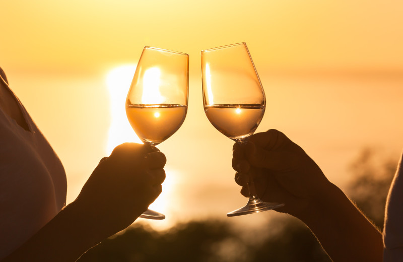 Couple toasting at Adobe Resort.