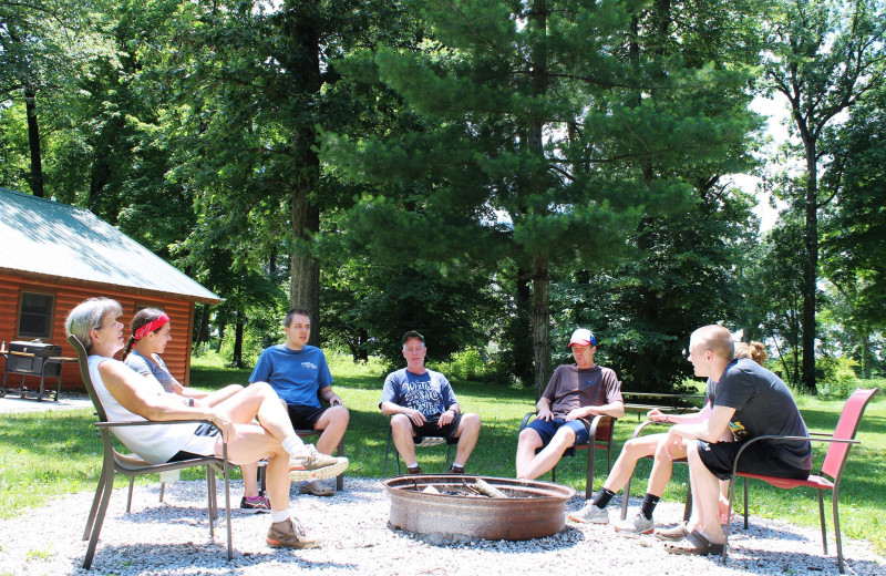 Fire pit at Kishauwaus Starved Rock Area Cabins.
