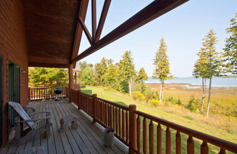 Cabin deck at Drummond Island Resort and Conference Center.