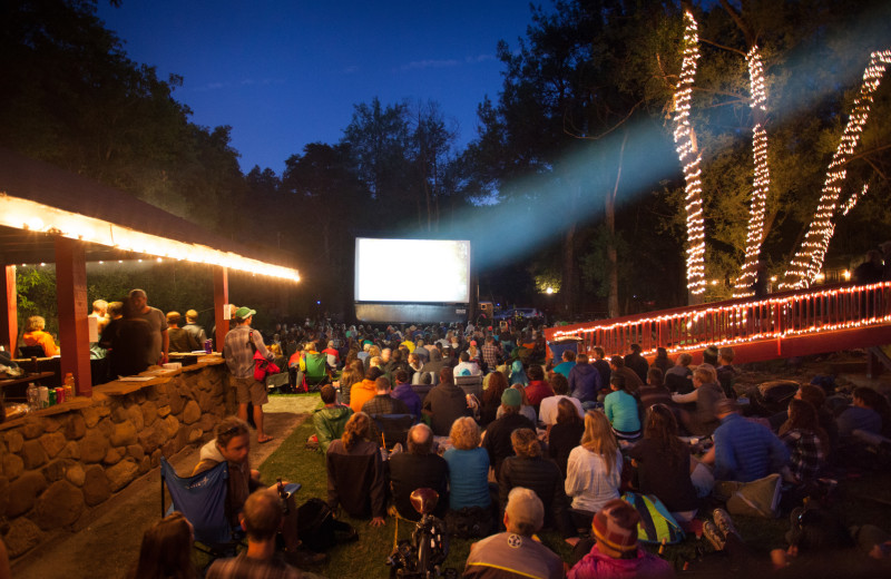 Outdoor theater at Boulder Adventure Lodge.
