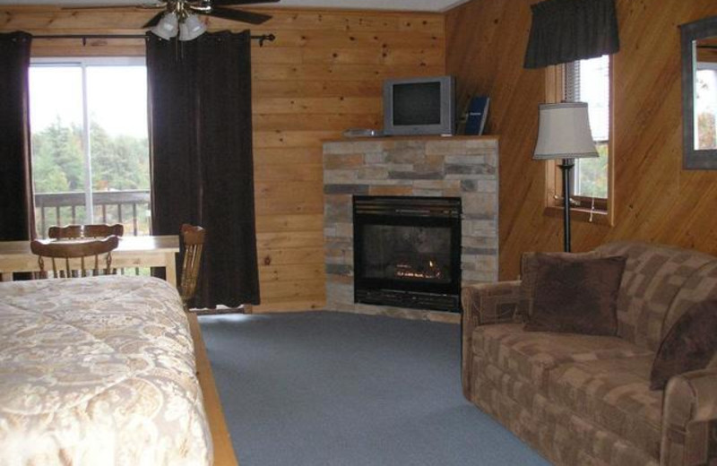 Cabin bedroom at Pleasant Cove Resort.

