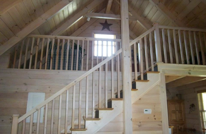 Old Glory cabin stairs and loft at New River Trail Cabins.