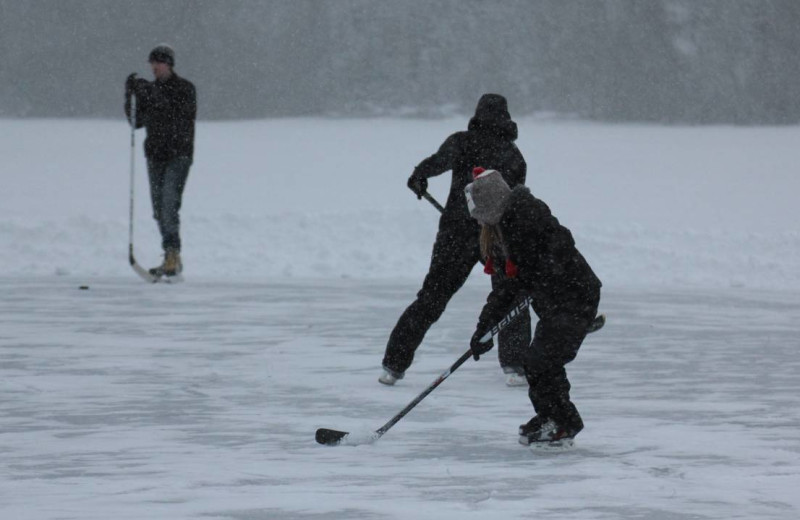 Ice skating at Golden Eagle Lodge.