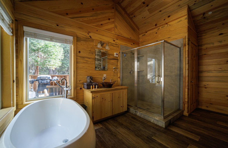 Cabin bathroom at Silver City Mountain Resort.